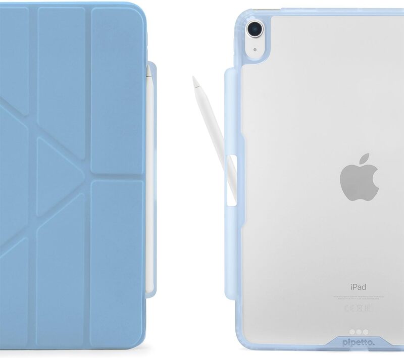 Pipetto Origami No3 Pencil Case for Apple iPad AIR 13 inch case (2024) M2 Smart Cover with 5 in 1 stand - Light Blue